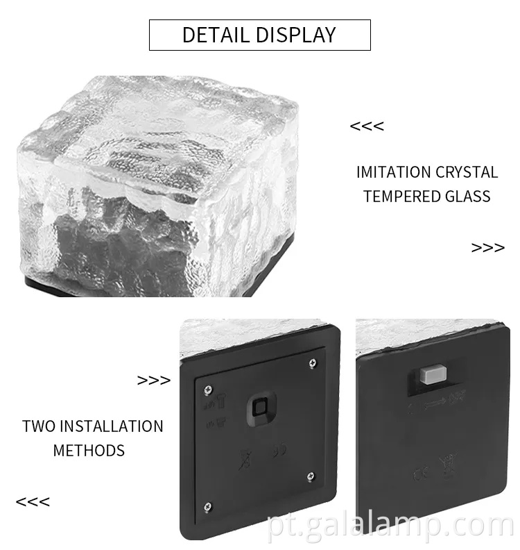 Luzes elegantes de tijolos de gelo LED movidos a energia solar para espaços ao ar livre